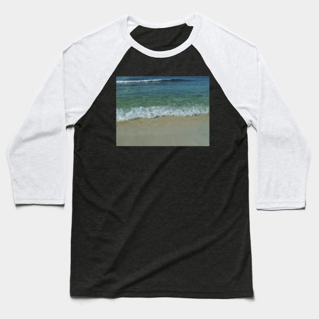 Ocean Waves 1 Baseball T-Shirt by BenjiRetroWave